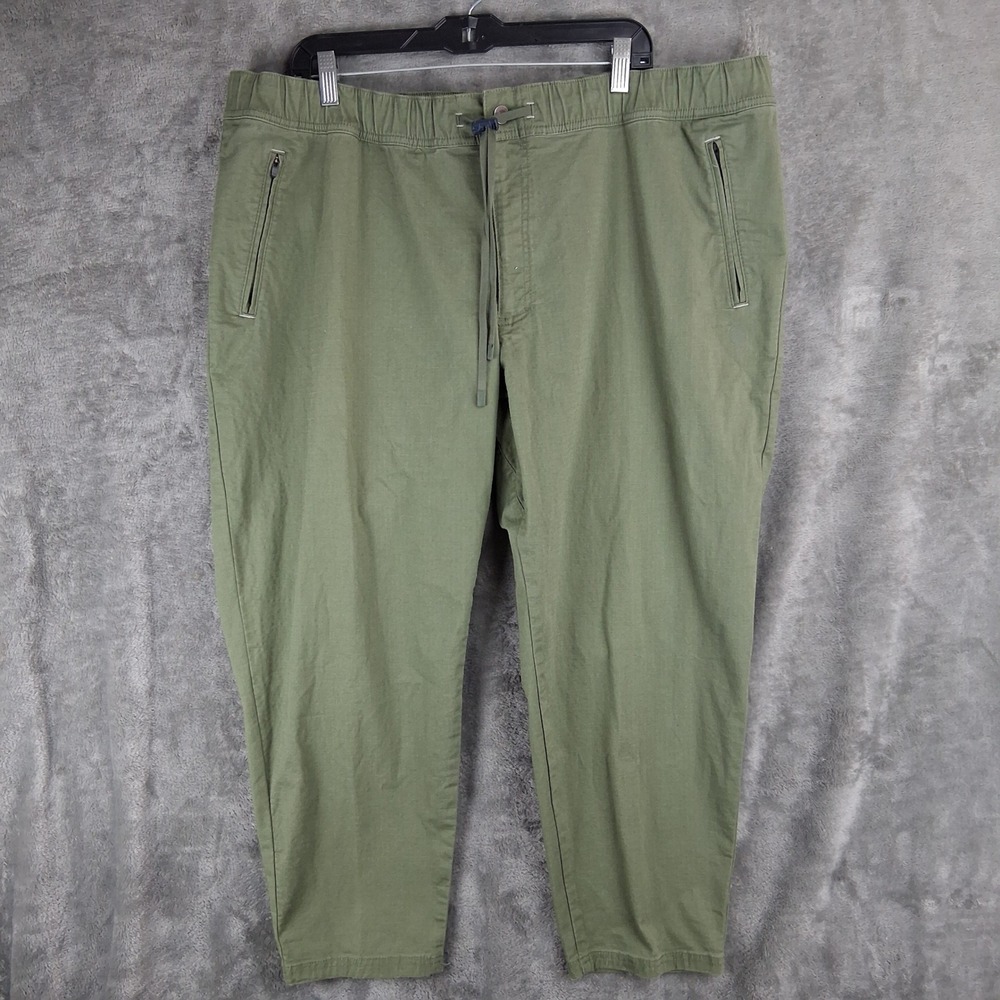 LL Bean Multisport Pants Mens XXL 28 Green Ripstop Canvas Drawstring 515127